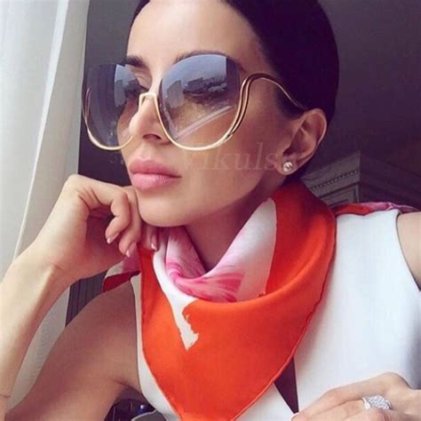 vintage round rimless clear oversized sunglasses women glasses 2020
