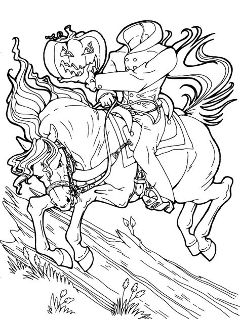 headless horseman halloween coloring page   halloween