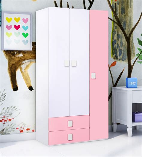 buy kids  door wardrobe  drawers  pink white colour  alex daisy   door