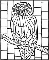 Coloring Pages Mosaic Owl Animal Glass Stained Mystery Printable Dover Patterns Publications Colouring Print Color Paper Adult Christmas Book Doverpublications sketch template
