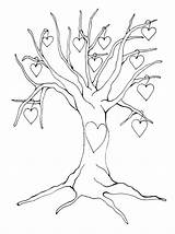 Tree Coloring Leaves Without Pages Color Getcolorings Branches Getdrawings Heart sketch template