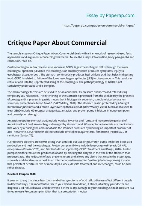 critique paper  commercial  essay