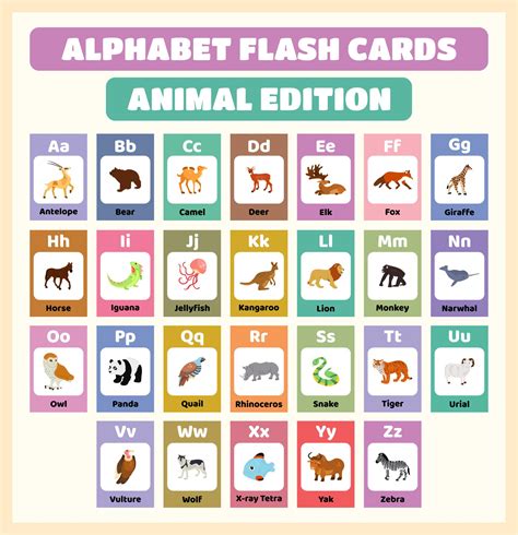 printable animal flash cards     printablee