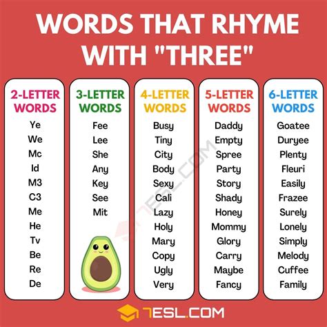 examples  words  rhyme   esl