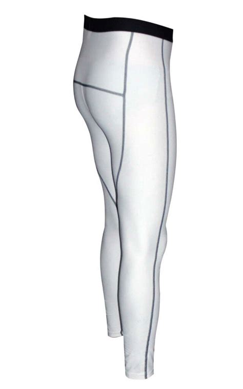 zimco men s long compression recovery base layer skin tights pant white