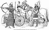 Coloring Assyrian Ancient Assyria Soldiers Bowman Beards Helmet Spears Arms Horse War Description sketch template