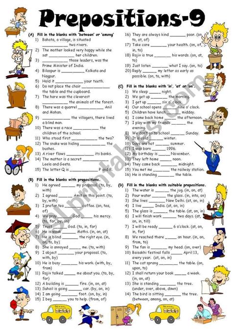 worksheet  exercises  sentences  prepositions