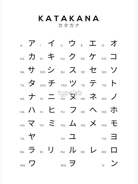 katakana chart japanese alphabet learning chart white art board