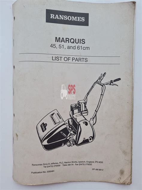 ransomes marquis   cm mower parts catalogue sps parts