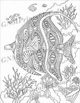 Angelfish Zentangle Therapy sketch template