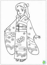 Coloring Japanese Kimono Dinokids Japan Pages Lovely Girl Sara Colorare Sarah Close Girls Getcolorings Color Da sketch template