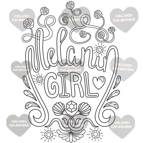 melanin girl colouring page instant  printable etsy