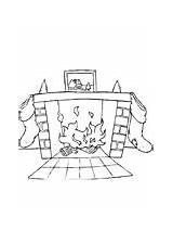 Christmas Coloring Fireplace Stockings Stocking Pages sketch template