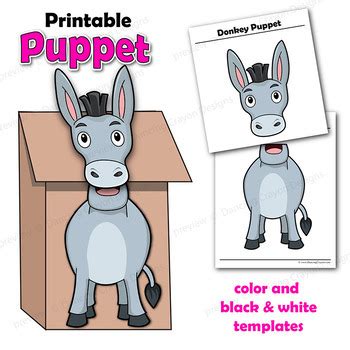 puppet donkey craft printable paper bag puppet template tpt