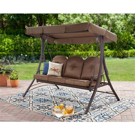 mainstays wentworth  person cushioned canopy porch swing bed walmartcom