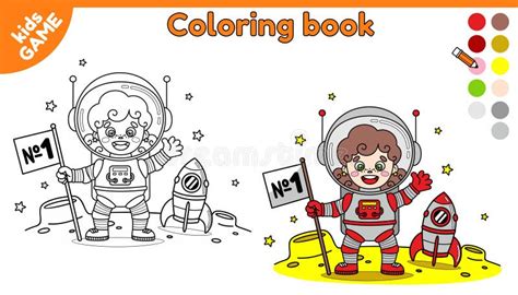 girl astronaut coloring page stock illustrations  girl astronaut