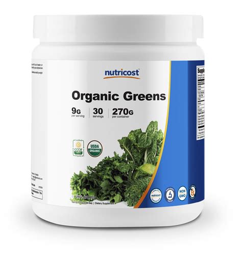 nutricost organic greens powder unflavored  servings superfood