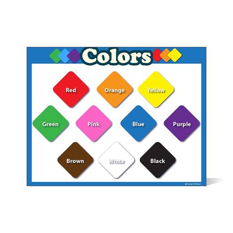 children learning colors chart laminated classroom poster young
