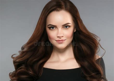Woman Beauty Healthy Skin And Hairstyle Brunette With Long Hair Stock