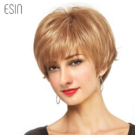 Esin 6 Synthetic Blend Wigs Pixie Cut Short Straight Hair Wigs With