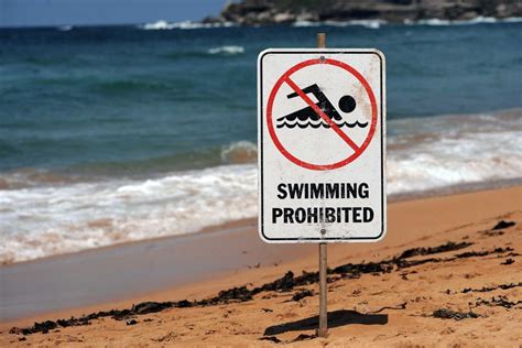swimming prohibited sign at avalon beach abc news