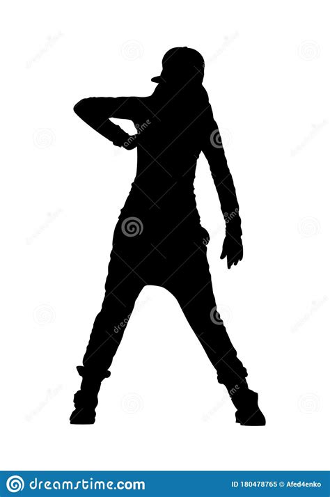 teen girl dancer performing hip hop silhouette stock