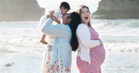 same sex couple s beach maternity photos popsugar moms