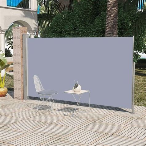 vidaxl patio retractable side awning xcm grey outdoor terrace sunshade  onbuy