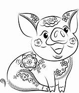 Pig Coloring Pages Year Pigs Cute Earth Printable Happy Chinese Popular Supercoloring Categories sketch template
