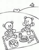 Coloring Picnic Pages Food Bear Teddy Popular Party sketch template