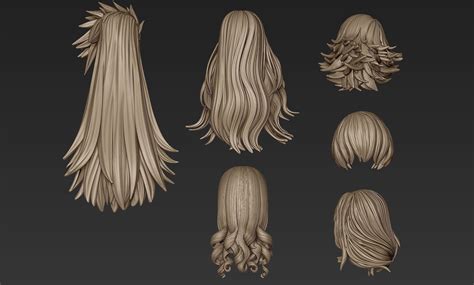 Hair Collection 4 Angel With Long 3d Model Cgtrader