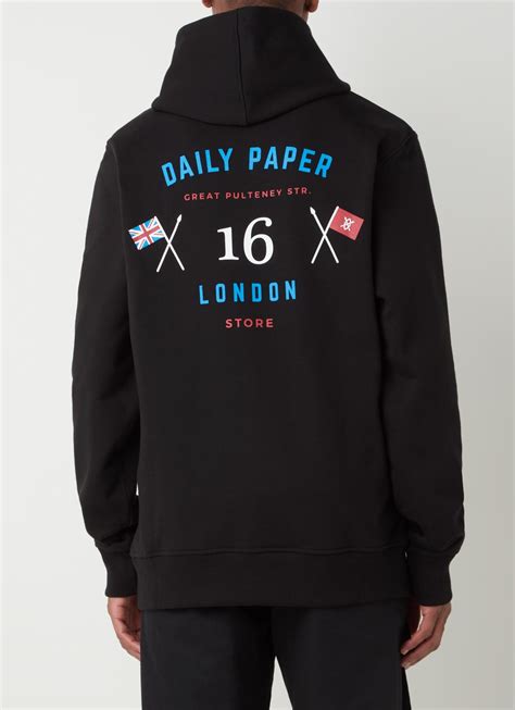 daily paper ldn store hoodie met front en backprint zwart debijenkorfbe