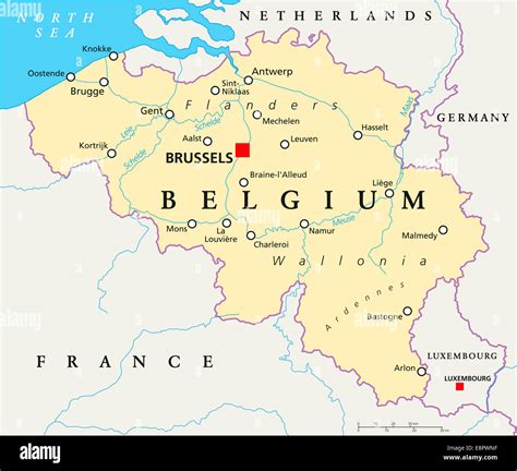 belgium political map  capital brussels national borders  stock photo  alamy