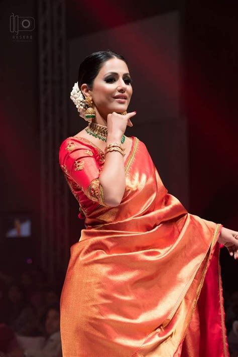 Beautiful Gorgeous Hina Khan Clothes For Women Silk Saree Blouse