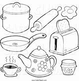Kitchen Utensils Coloring Drawing Pages Cooking Tools Cartoon Clipart Items Pots Pans Drawings Kids Pan Rolling Year Color Olds Getdrawings sketch template