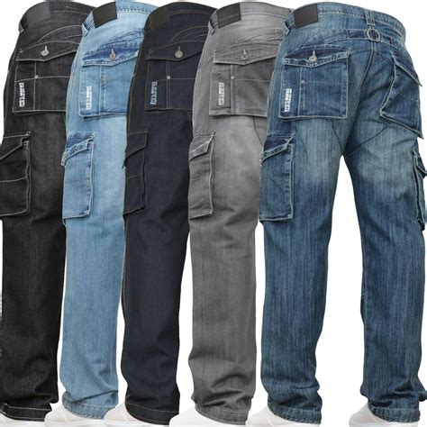 mens cargo combat jeans casual work heavy denim