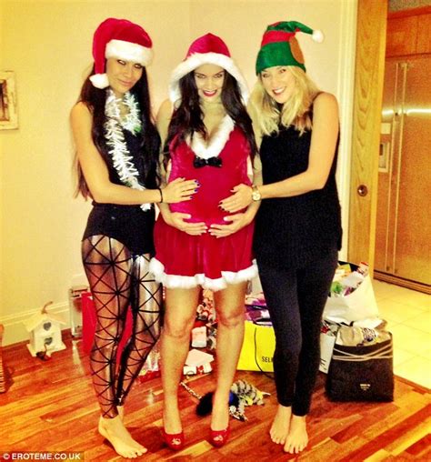 imogen thomas dresses as a sexy mrs claus to show off her bump at