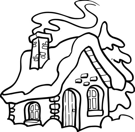 winter house coloring pages    print