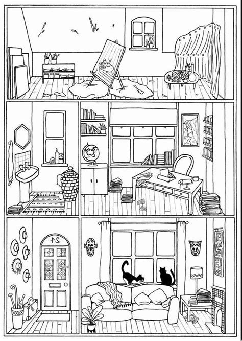 bundle   colouring pages house interiors instant etsy uk house