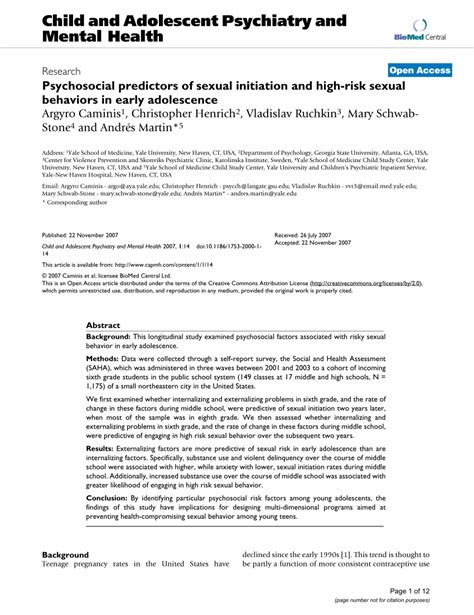 pdf psychosocial predictors of sexual initiation and high risk sexual