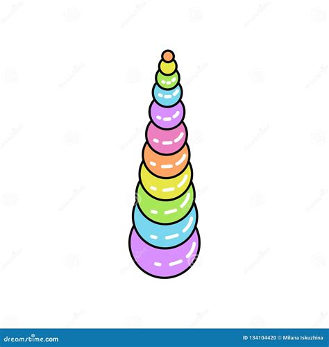 unicorn horn rainbow color black outline stock vector illustration