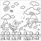 Countryside Coloring 15kb 1024px 1024 Drawings Fence Singing Sitting Alamy Bird Book sketch template