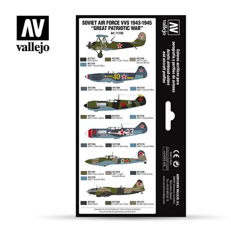 vallejo model air paint set soviet air force vvs    great patriotic war