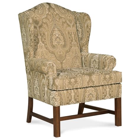 fairfield    upholstered wing chair  high exposed wood leg upper room home