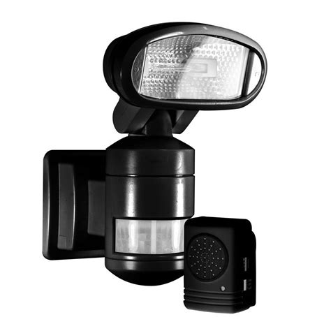 nightwatcher security  degree outdoor black motorized motion tracking halogen security light