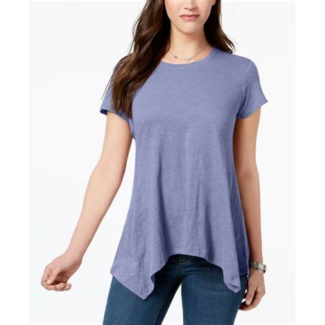 Style And Co Womens Handkerchief Hem T Shirt Purple Size Extra Small Tanga