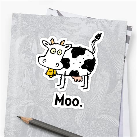 Cartoon Cow Moo Sticker By Thebeststore Redbubble