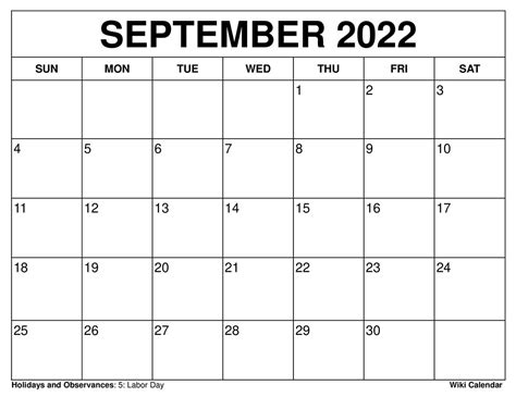 printable september  calendars wiki calendar
