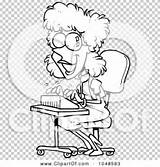 Clip Stenographer Typing Outline Illustration Cartoon Rf Royalty Toonaday sketch template