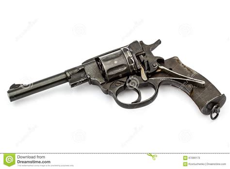 disassembled revolver pistol mechanism isolated  white background stock image image